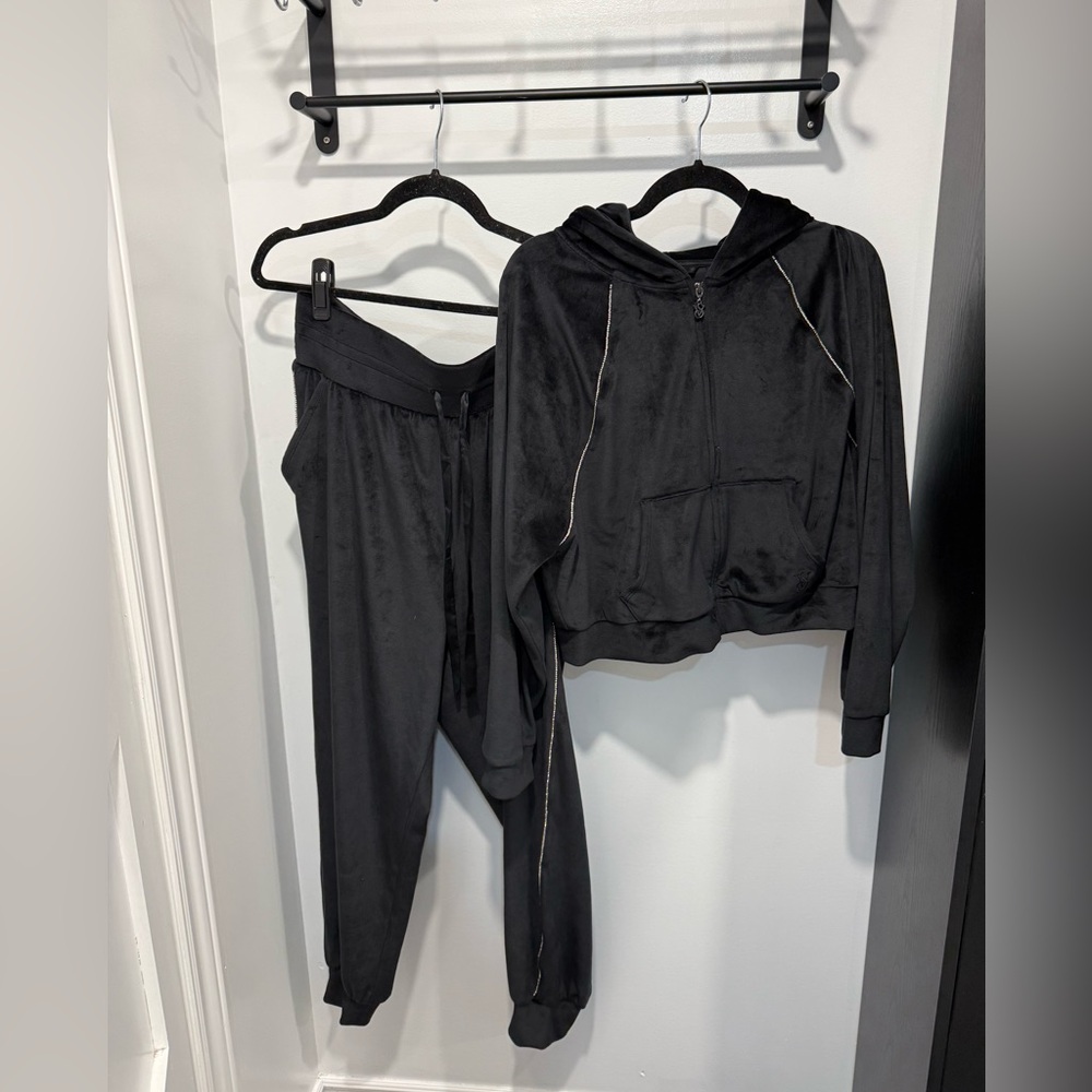 Victoria's Secret Velour Black Jogger Set